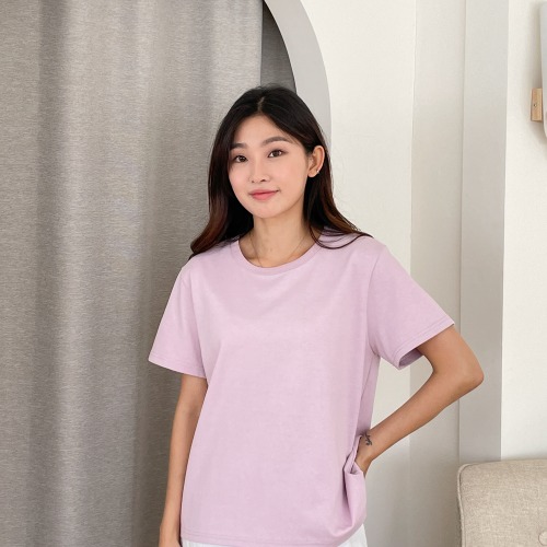 기본 유넥 반팔 티셔츠 (핑크)
